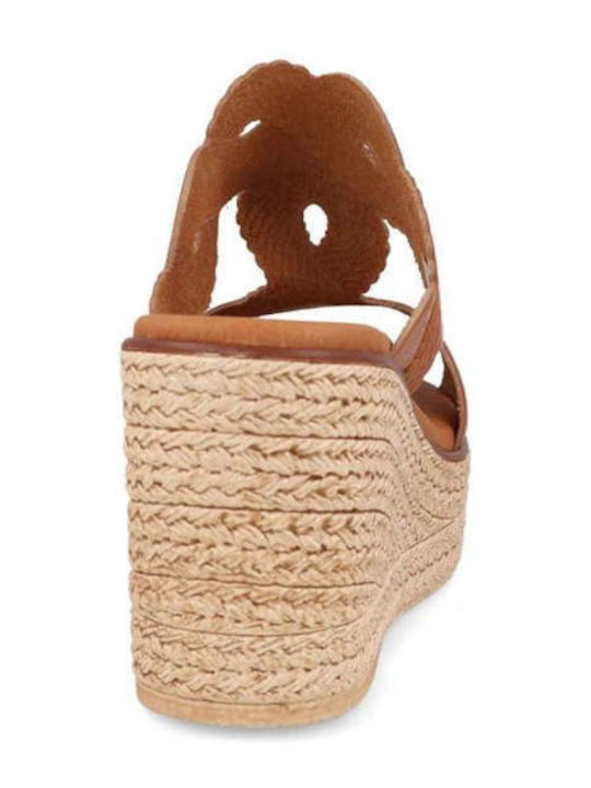 Women's Leather Platform Shoes Tabac Brown