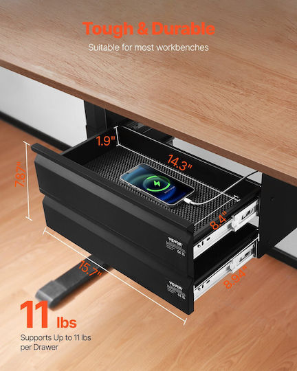 Vevor 2 Συρτάρι 40 Cm Κάτω Γραφείο Συρτάρι Organizer Συρτάρι Εξοικονόμησης Χώρου