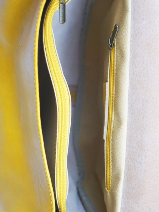Leder Damentasche Schultertasche Gelb