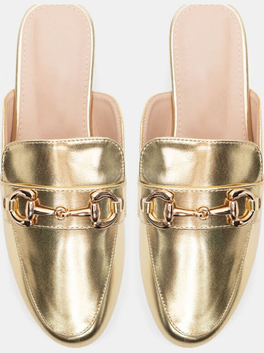 Mules with Heel in Gold Color
