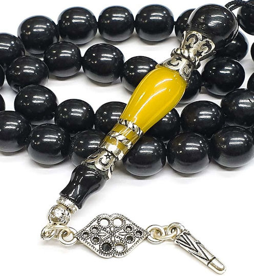 Roloi Komboloi Amber Worry Beads with 33 Beads Black 28cm