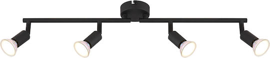 Globo Lighting Matrix Σποτ με 4 Φώτα και με Ντουί GU10 σε Μαύρο Χρώμα