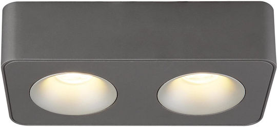 Globo Lighting Διπλό LED Θερμό Λευκό Σποτ σε Γκρι Χρώμα