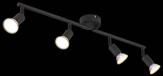 Globo Lighting Matrix Σποτ με 4 Φώτα και με Ντουί GU10 σε Μαύρο Χρώμα