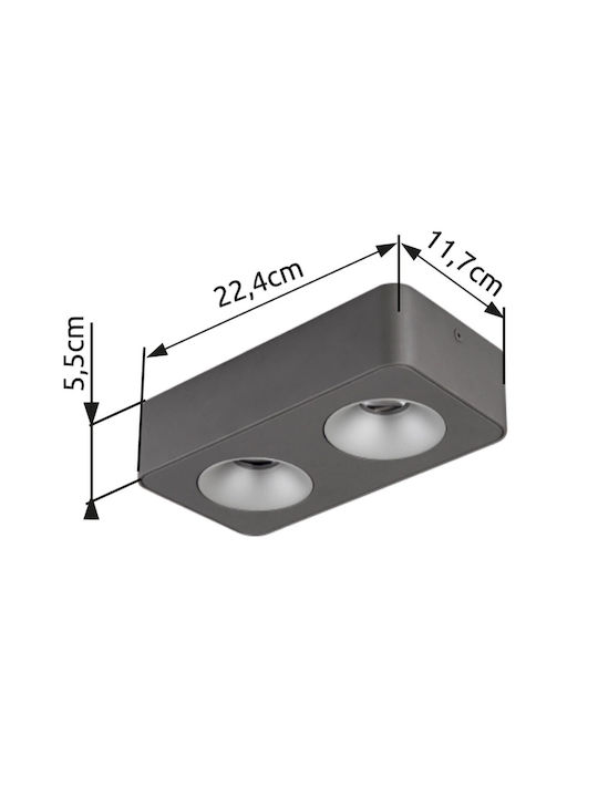 Globo Lighting Double LED Warm White Spot in Gray Color
