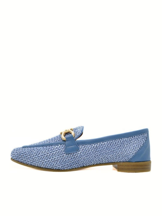 Δερμάτινα Γυναικεία Loafers σε Μπλε Χρώμα