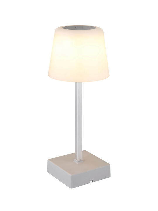 Globo Lighting Table Lamp LED with White Shade and Silver Base
