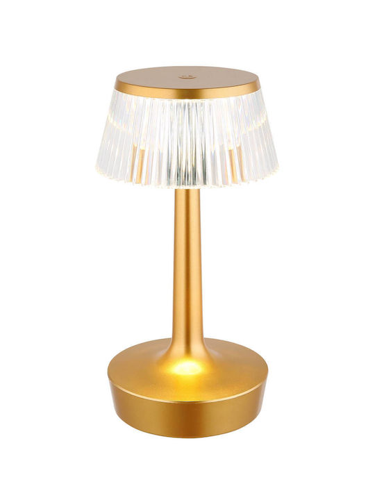 Globo Lighting Tischlampe LED mit Transparent Schirm und Gold Basis