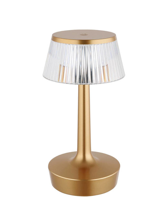 Globo Lighting Tischlampe LED mit Transparent Schirm und Gold Basis