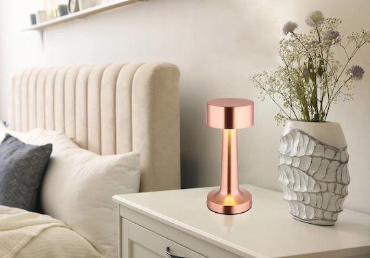 Globo Lighting Metal Table Lamp with Rose Gold Shade and Base