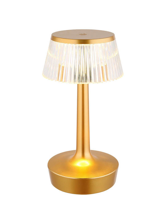 Globo Lighting Tischlampe LED mit Transparent Schirm und Gold Basis