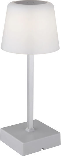 Globo Lighting Πλαστικό Πορτατίφ LED με Λευκό Καπέλο και Ασημί Βάση