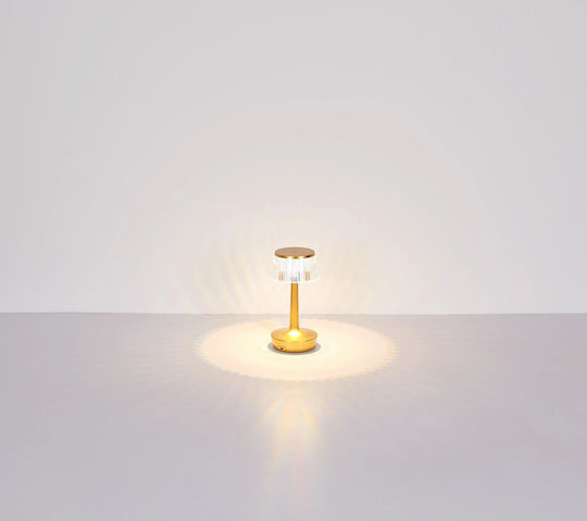 Globo Lighting Πορτατίφ LED με Διάφανο Καπέλο και Χρυσή Βάση