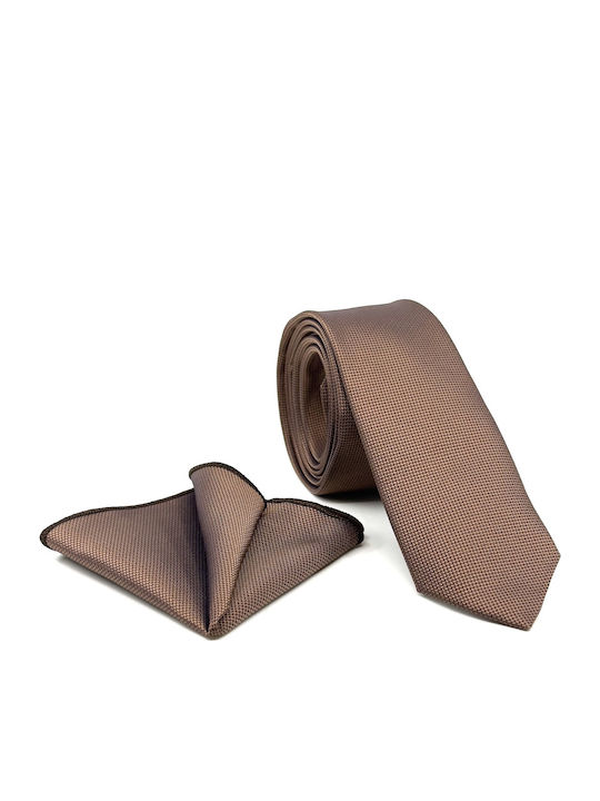 Legend Accessories Σετ Ανδρικής Γραβάτας Μονόχρωμη σε Καφέ Χρώμα