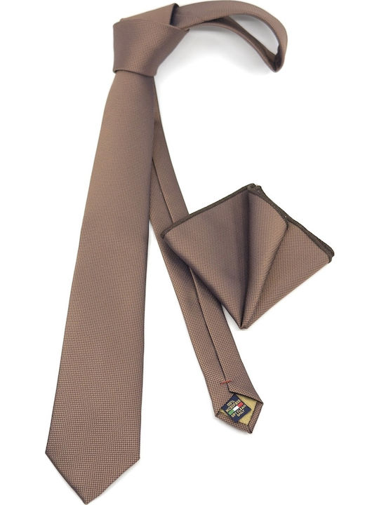 Legend Accessories Σετ Ανδρικής Γραβάτας Μονόχρωμη σε Καφέ Χρώμα
