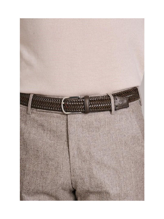 Elastic Men's Belt Leather Knitted Gray