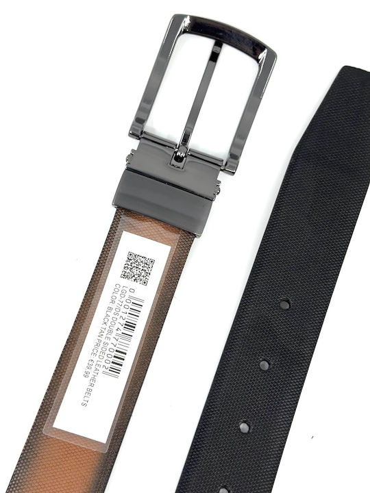 Herren Gürtel Leder Beidseitig Schwarz