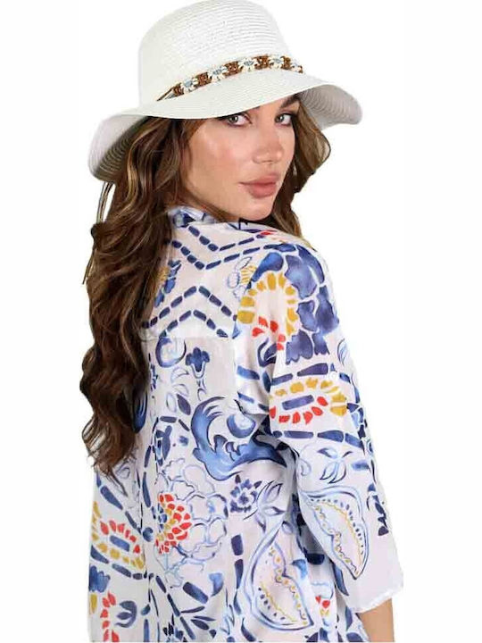 Aquablue Frauen Rattangeflecht Hut Weiß