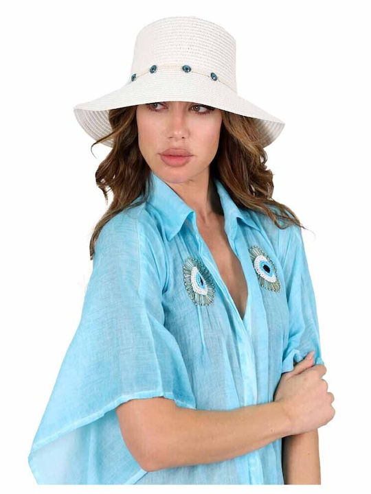 Aquablue Frauen Rattangeflecht Hut Weiß