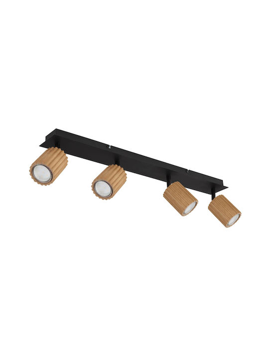Globo Lighting Σποτ με 4 Φώτα σε Καφέ Χρώμα