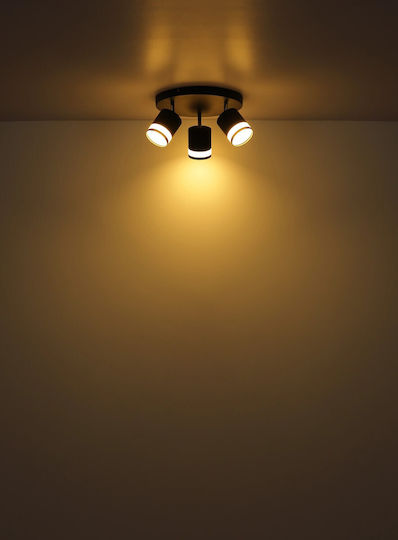 Globo Lighting Τριπλό LED Θερμό Λευκό Σποτ σε Μαύρο Χρώμα