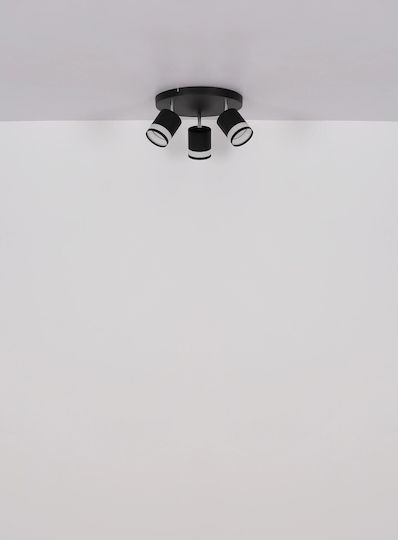 Globo Lighting Τριπλό LED Θερμό Λευκό Σποτ σε Μαύρο Χρώμα