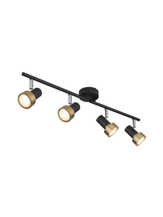 Globo Lighting Σποτ με 4 Φώτα σε Μαύρο Χρώμα