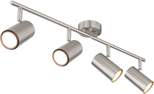 Globo Lighting Σποτ με 4 Φώτα σε Ασημί Χρώμα