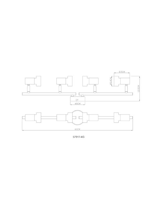 Globo Lighting Σποτ με 4 Φώτα σε Μαύρο Χρώμα