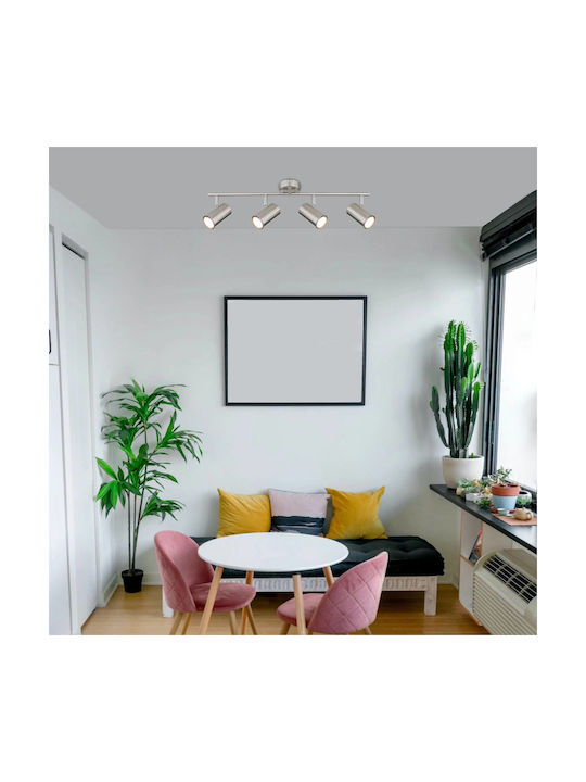 Globo Lighting Σποτ με 4 Φώτα σε Ασημί Χρώμα