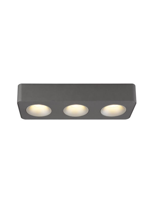 Globo Lighting Τριπλό LED Θερμό Λευκό Σποτ σε Γκρι Χρώμα