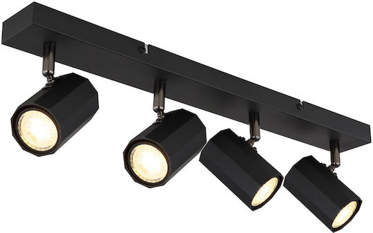 Globo Lighting Σποτ με 4 Φώτα σε Μαύρο Χρώμα