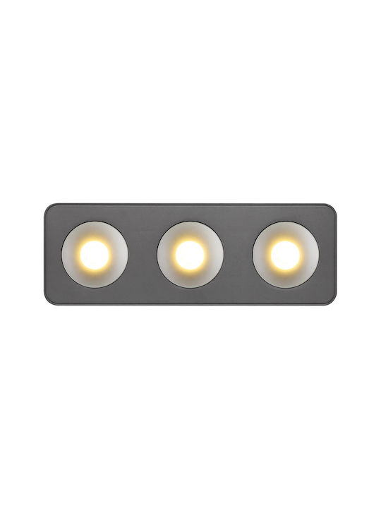 Globo Lighting Τριπλό LED Θερμό Λευκό Σποτ σε Γκρι Χρώμα