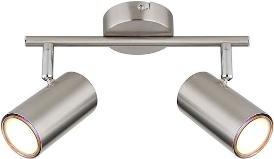 Globo Lighting Двойно Спот с Цокъл GU10 в Сребрист Цвят