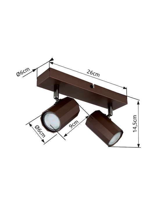 Globo Lighting Doppel Spot in Braun Farbe