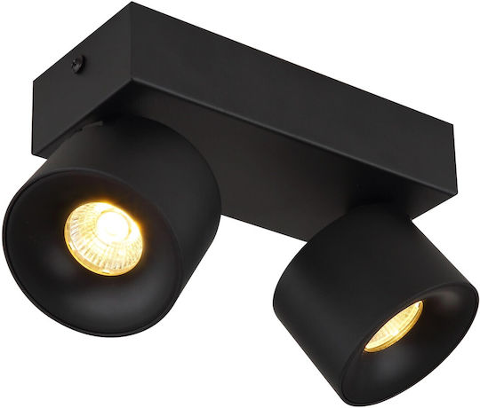 Globo Lighting Διπλό LED Θερμό Λευκό Σποτ σε Μαύρο Χρώμα