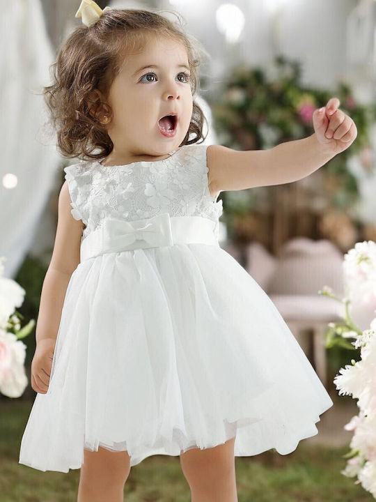 Children's Dress Sleeveless Lace White
