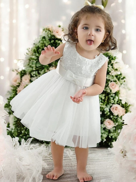 Children's Dress Sleeveless Lace White