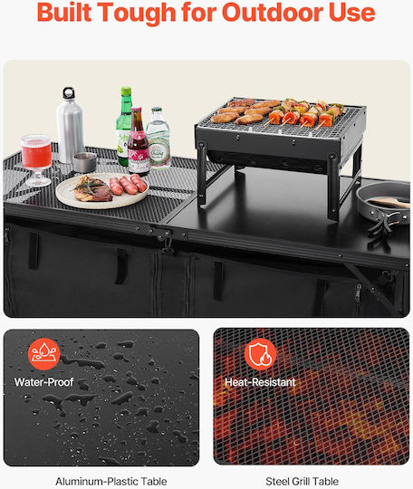 Vevor Tabelle Aluminium für Camping Klappbar Schwarz