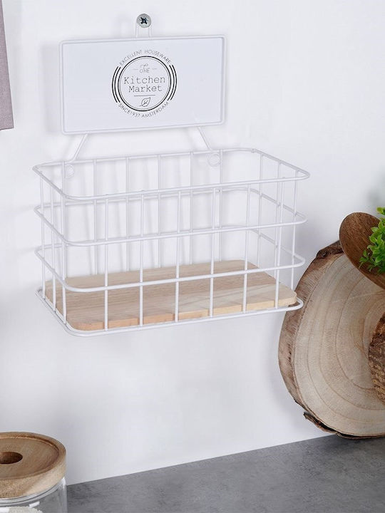 Excellent Houseware Επιτοίχιο Ράφι Μεταλλικό 21x12.5x24εκ. Λευκό