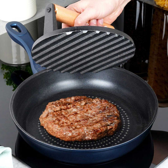 Vilde Cast Line Burger Press Cast Iron Πρέσα για Μπιφτέκια από Μαντέμι 17.5cm