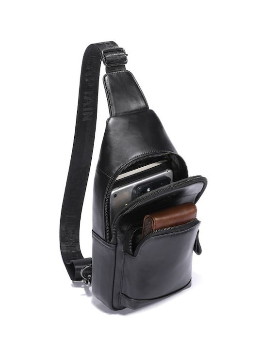 Leather Men's Bag Sling Black
