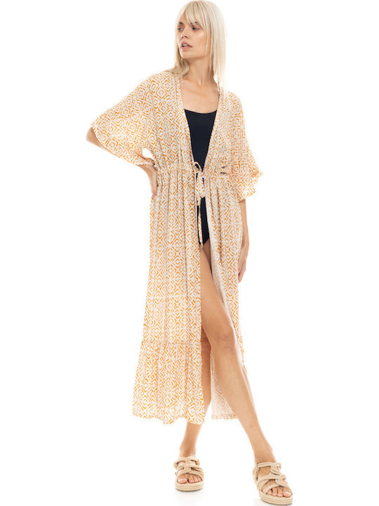 Women's Beachwear Pink Label Kimono Printed Sunset Regular Fit Viscose