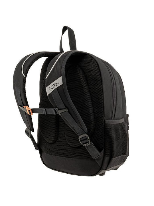 Polo Pins School Bag Backpack Junior High-High School Black with Water Bottle Holder 20Liters 2025