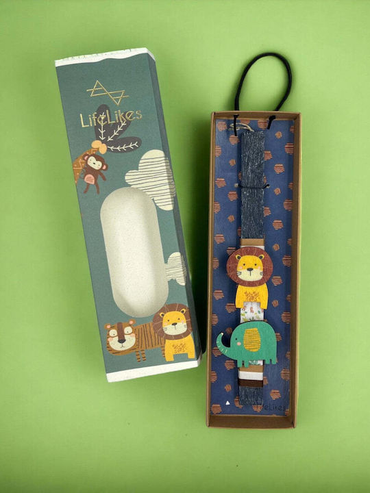 Easter Candle Flat with Box 29cm Blue
