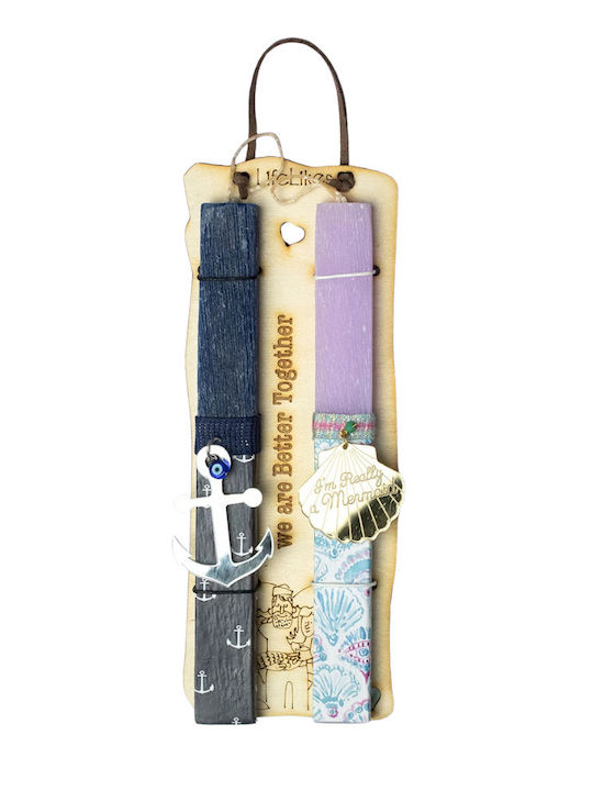 Easter Candles for Couples Square Scented Mermaid & Sailor 23.5cm Blue (Various Designs) 2 Pieces