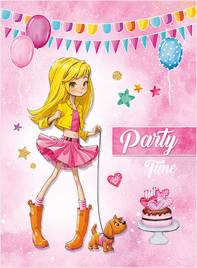 Fabi Party Invitations Set of 6 Envelopes Girls Various Designs