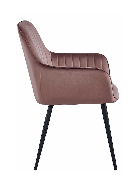 Solden Stühle Speisesaal Pink Velvet / Black 2Stück 85x55x58cm