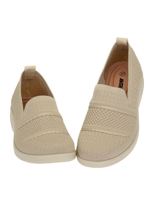 Stoff Anatomisch Damen Slip-Ons Beige