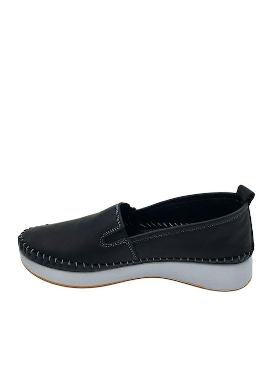 Ανατομικά Γυναικεία Slip-On Δερμάτινα Μαύρα